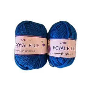 Two CraftBud Skeins  Royal Blue Super Soft Acrylic Yarn 100 Yards 1.75 Wt Knit